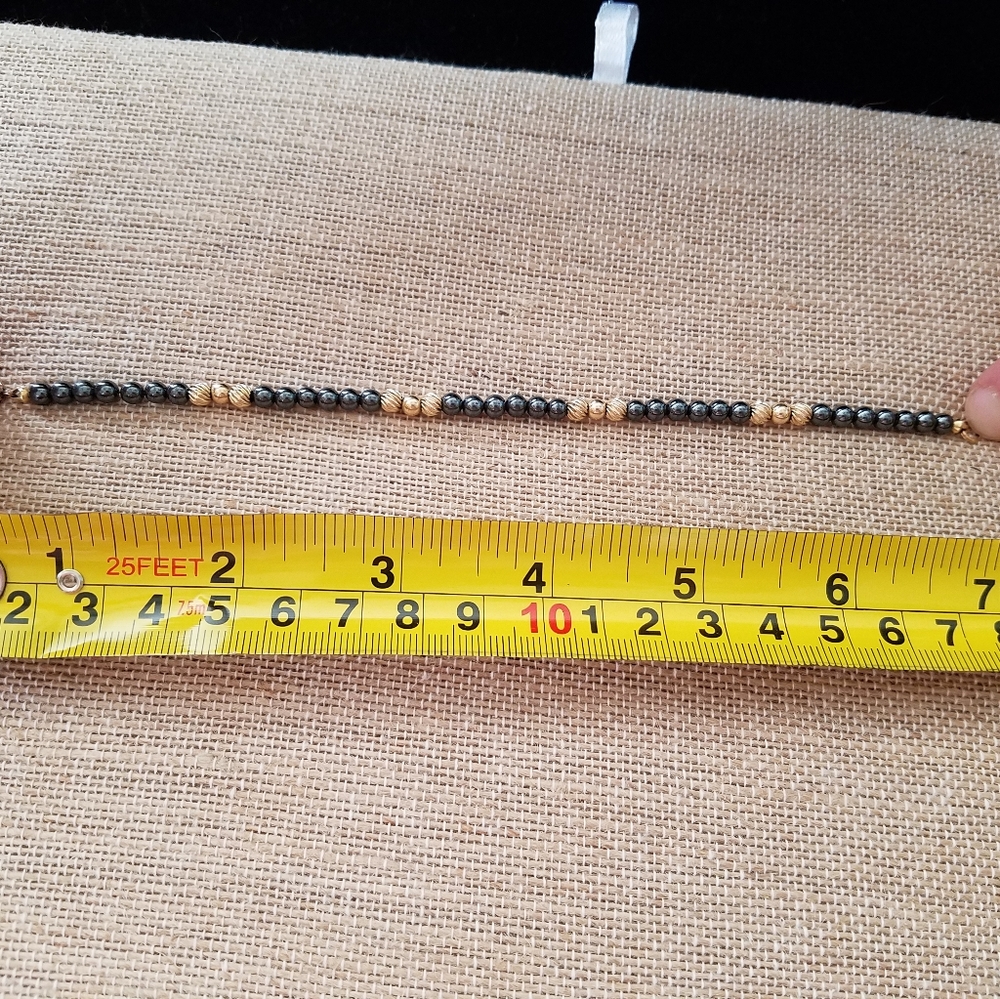 Hematite and 14KGF Bracelet, 6 3/4"